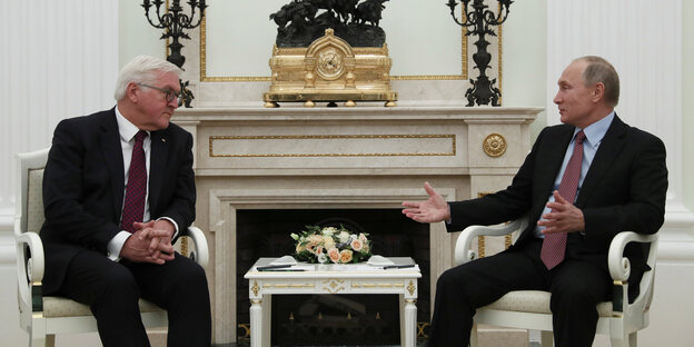 Zwei Männer, Steinmeier und Putin