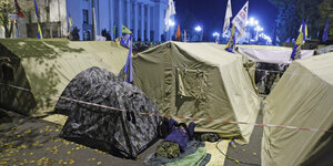 Zeltlager von Protestierenden in Kiew