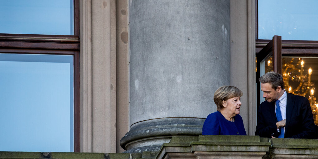 FDP-Politiker Christian Lindner während der JAmaika-Sondierungen an der Seite von Bundeskanzlerin Angela Merkel