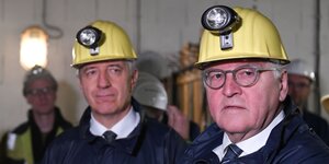 Sachsens Ministerpräsident Stanislaw Tillich und Bundespräsident Frank-Walter Steinmeier besuchen in Oberwiesenthal die Grube Niederschlag.