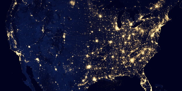 Ein Blick auf die USA bei Nacht