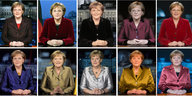 Bilder von Angela Merkel bei zehn verschiedenen Neujahrsansprachen
