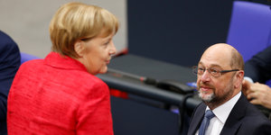 Bundeskanzlerin Angela Merkel und der SPD-Chef