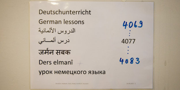 Hinweisschild für Deutschunterricht