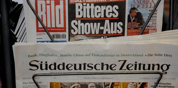 Die "Süddeutsche Zeitung" in einem Zeitungsständer
