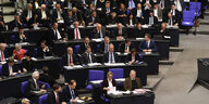 Viele AfDler sitzen in Sitzreihen im Bundestag