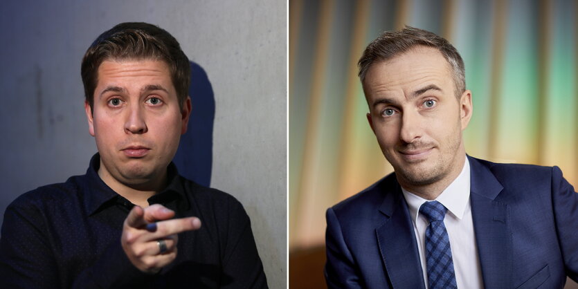 Doppelporträt Kühnert (li.) und Böhmermann