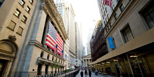 Die New Yorker Börse an der Wall Street im Finanzdistrikt.