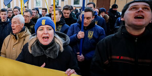 Proteste gegen das polnische Holocaust-Gesetz am 6. Februar in Kiew