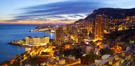 Blick auf Monte Carlo, den größten der neun Verwaltungsbezirke in Monaco