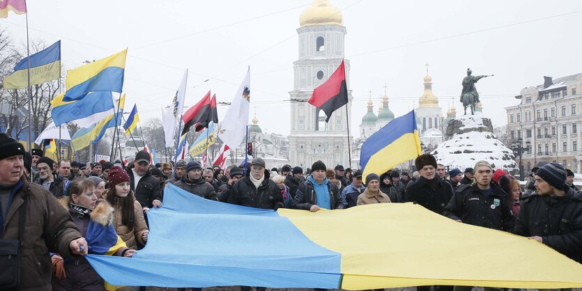 Anhänger von Michael Saakaschwili bei einer Demonstration am Sonntag in Kiew