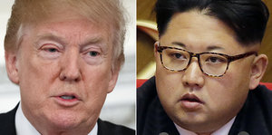 Doppelporträt Trump (li.) und Kim