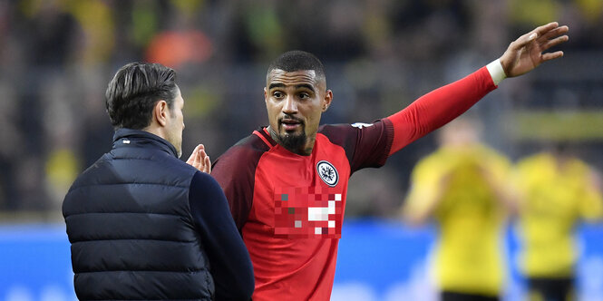 Trainer Niko Kovac und Spieler Kevin-Prince Boateng