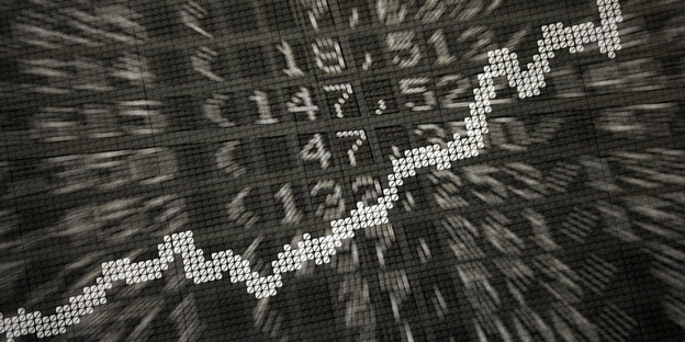 Die Anzeigetafel der Wertpapierbörse zeigt die Dax-Kurve