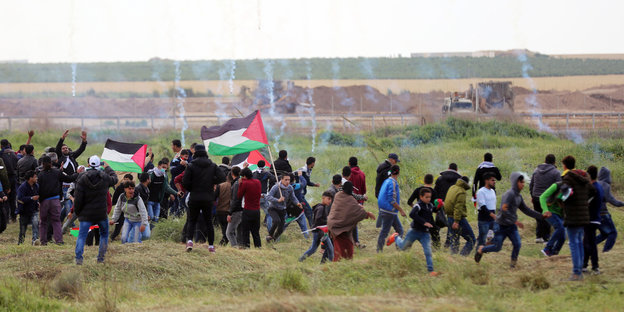 Protestaktion der Palästinenser am Freitag in Gaza an der Grenze zu Israel