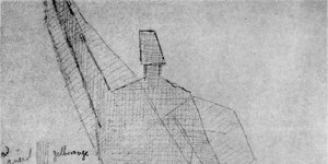 Eine von Rudolf Steiner gezeichnete Eurhythmie-Figur hebt den rechten Arm