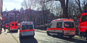 Rettungswagen in der Altstadt von Münster