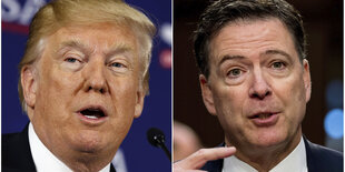 Zwei Bilder zeigen Trump und Comey