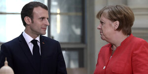 Frankreichs Präsident Emmanuel Macron und die deutsche Bundeskanzlerin Angela Merkel