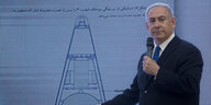 Israels Ministerpräsident Benjamin Netanjahu bei einer Präsentation