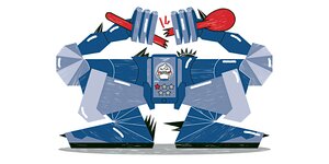Zeichnung eines Roboters, der einen Löffel zerbricht