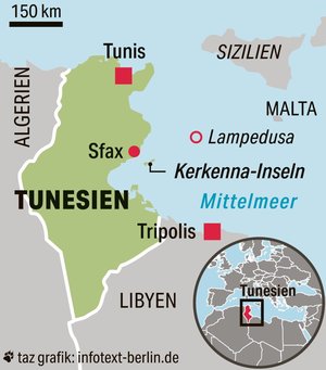 Eine Landkarte zeigt Tunesien