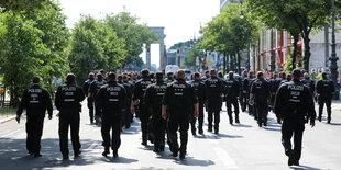 Viele Polizisten auf einer Straße