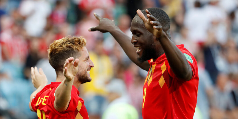 Die belgischen Spieler Dries Mertens und Romelu Lukaku