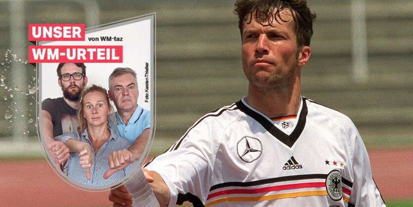 Lothar Matthäus spritzt mit Wasser