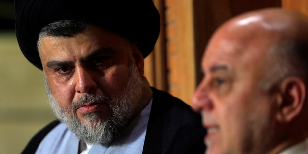 Der schiitische Geistliche al-Sadr und der bisherige irakische Premierminister al-Abadi