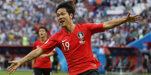 Younggwon Kim us Südkorea jubelt über seinen Treffer zum 1:0