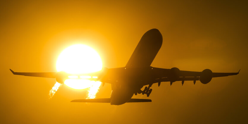 Flugzeug im Sonnenuntergang