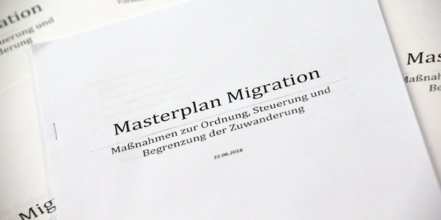 Ein Dokument mit der Überschrift "Masterplan Migration"