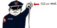 Zeichnung von kleinem Polizisten mit Maßband
