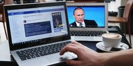 Ein Laptop mit dem russischen Netzwerk VKontakte