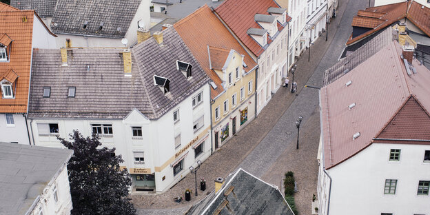 ein Straßenzug in Wurzen - aus der Vogelperspektive gesehen