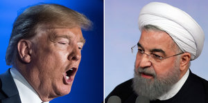 Ein BIldzusammenschnitt von US-Präsident Donald Trump und dem iranischen Präsidenten Hassan Ruhani