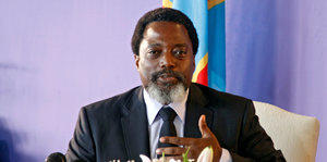 Der Präsident der Demokratischen Republik Kongo, Joseph Kabila, bei einer Pressekonferenz