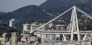 Die eingestürzte Morandi-Autobahnbrücke in Genua