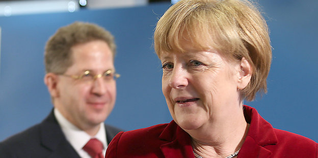 Bundeskanzlerin Angela Merkel und Verfassungsschutzchef Hans-Geog Maaßen