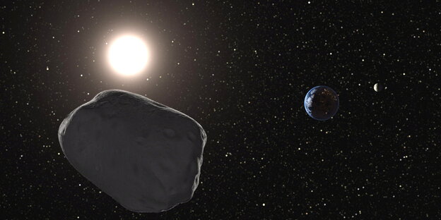 Ein Asteroid im Weltall