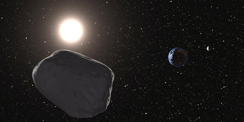 Ein Asteroid im Weltall