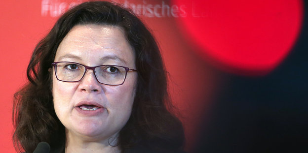 SPD-Chefin Andrea Nahles spricht