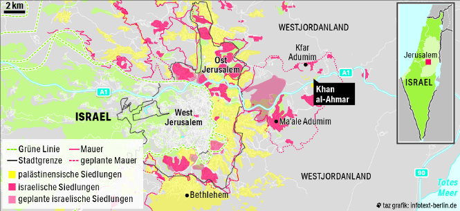 Lagekarte von Jerusalem und Umgebung