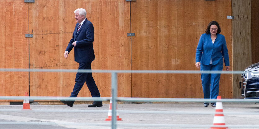 Horst Seehofer und Andrea Nahles laufen voneinander weg