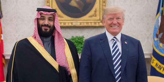 Doppelporträt mit saudischem Kronprinzen Mohammed bin Salman und Donald Trump