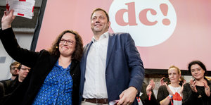 Andrea Nahles und Lars Klingbeil beim Debattencamp der SPD
