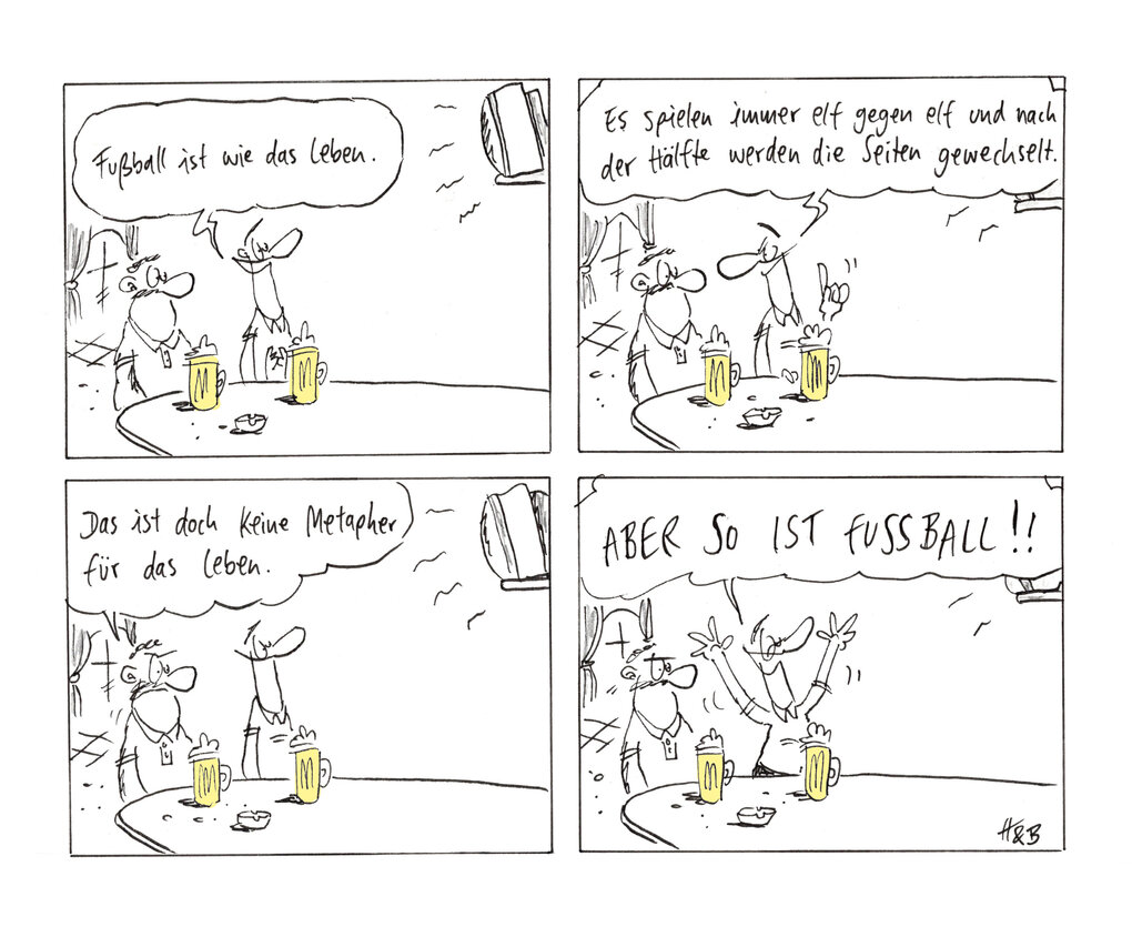 Ein lustiger Comic von Hauck und Bauer zum Thema Fußball