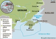 Eine Karte zeigt die Umrisse der Krim-Region