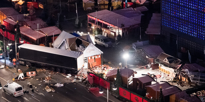 Der Berliner Breitschaidplatz nach dem Anschlag im Dezember 2016